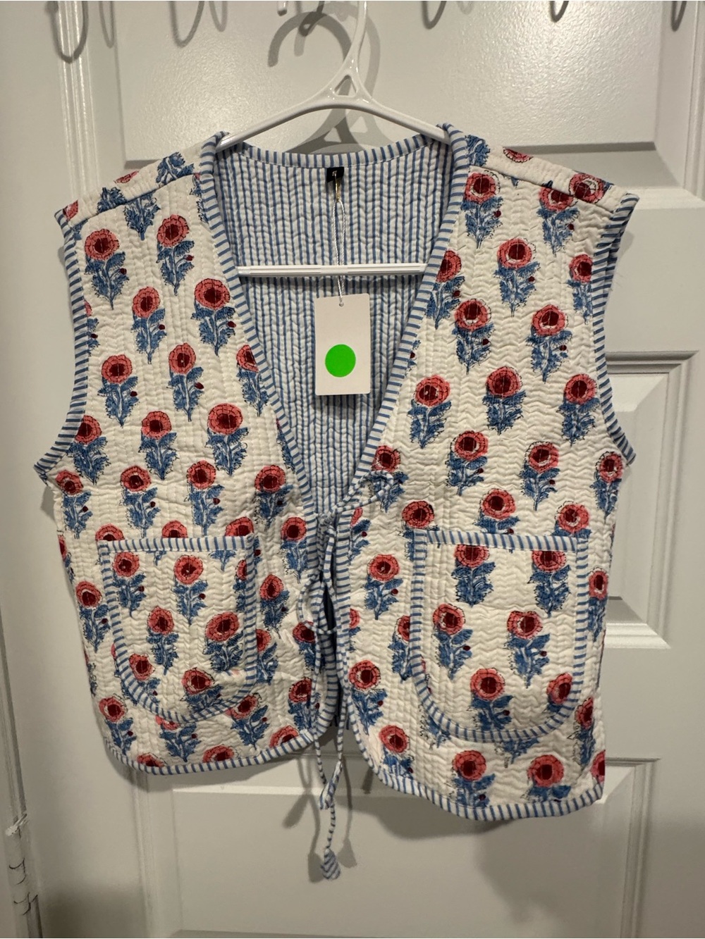 Bohemian Cotton Quilted Floral Vest NWT Small